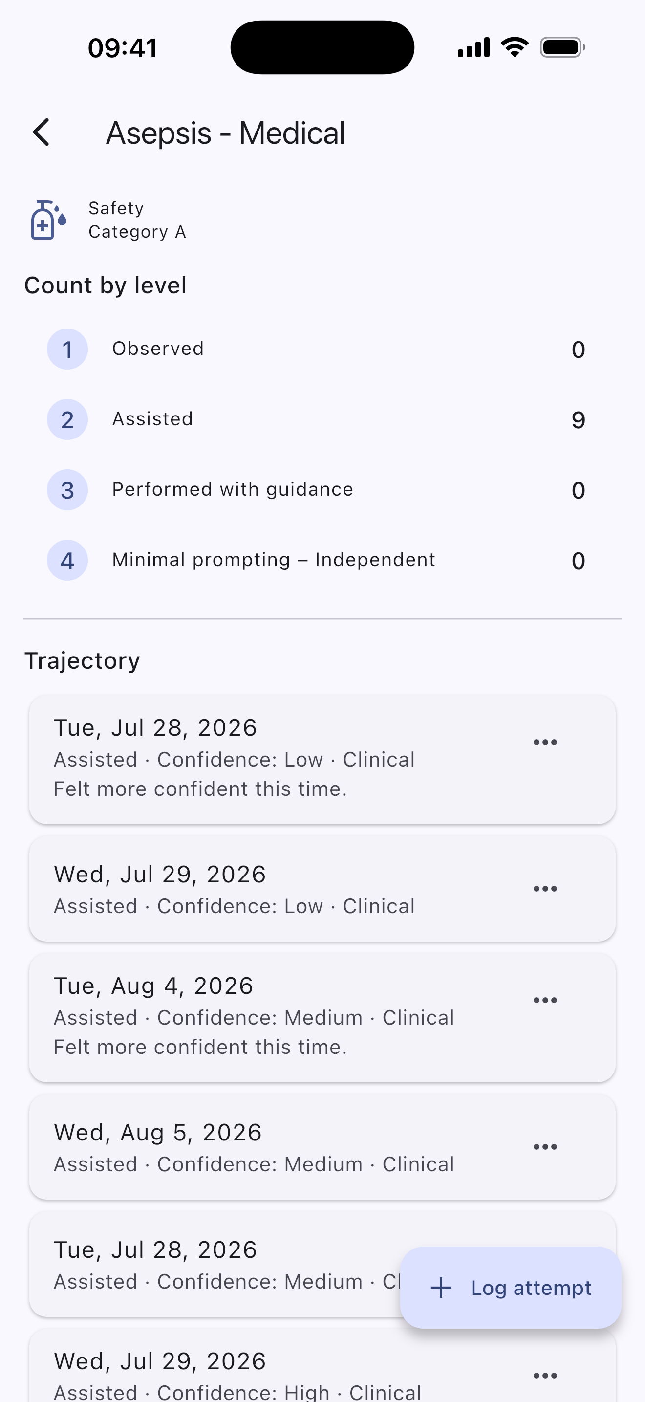 Skill details screen